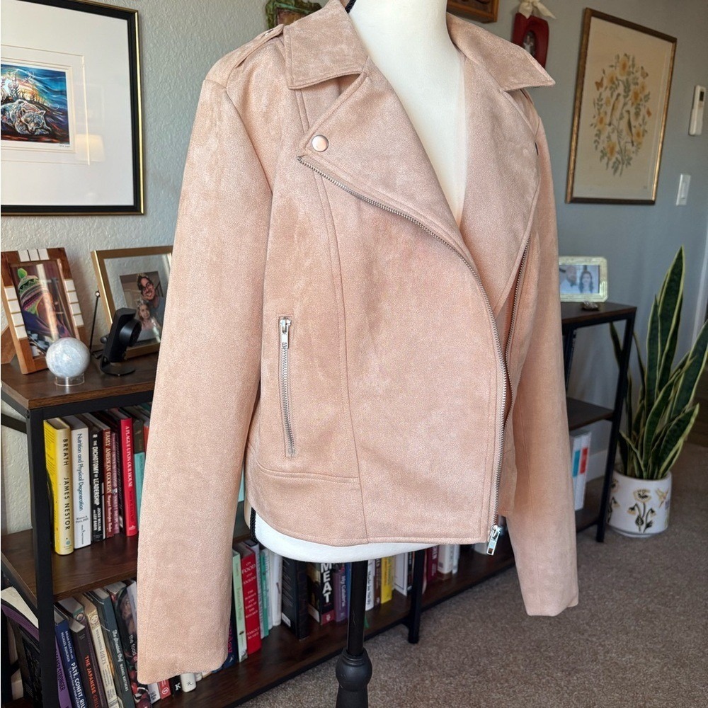 BB Dakota by Steve Madden XL Moto‎ Faux Suede Jacket in Taupe Beige - Picture 10 of 13